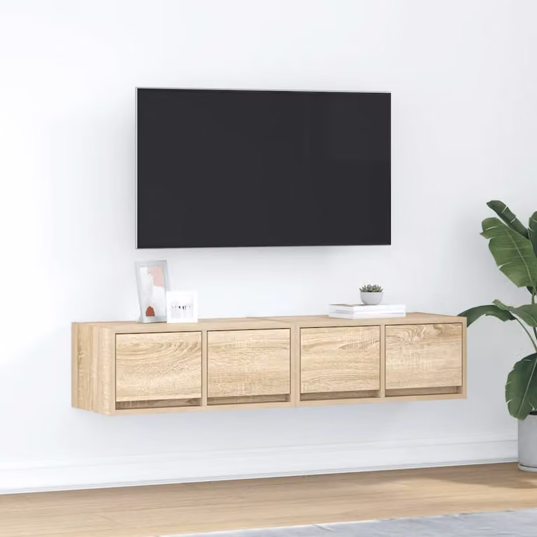 Set di 2 mobili TV vidaXL in legno multistrato color rovere sonoma, L 60 cm x P 31 cm x H 25,5 cm