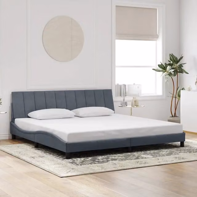 Giroletto senza Materasso-Struttura Letto Hanko Grigio Scuro 200x200 cm Velluto
