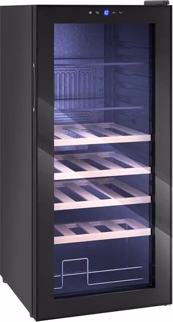 CANTINETTA FRIGO PER VINO DA 92L CON RIPIANI REGOLABILI PER 20 BOTTIGLIE E 50 LATTINE, 43X45X94 CM, NERO