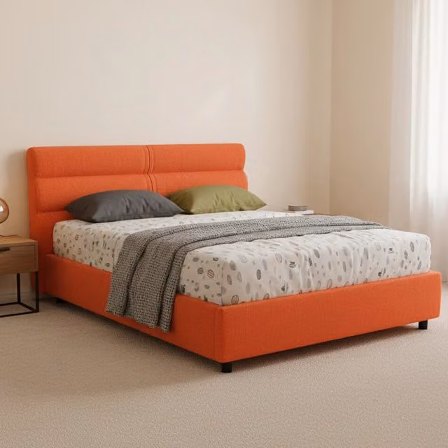 Letto Brinzio DMORA con materasso incluso, Arancione e Nero, L/P: 120 x 200 cm – 1