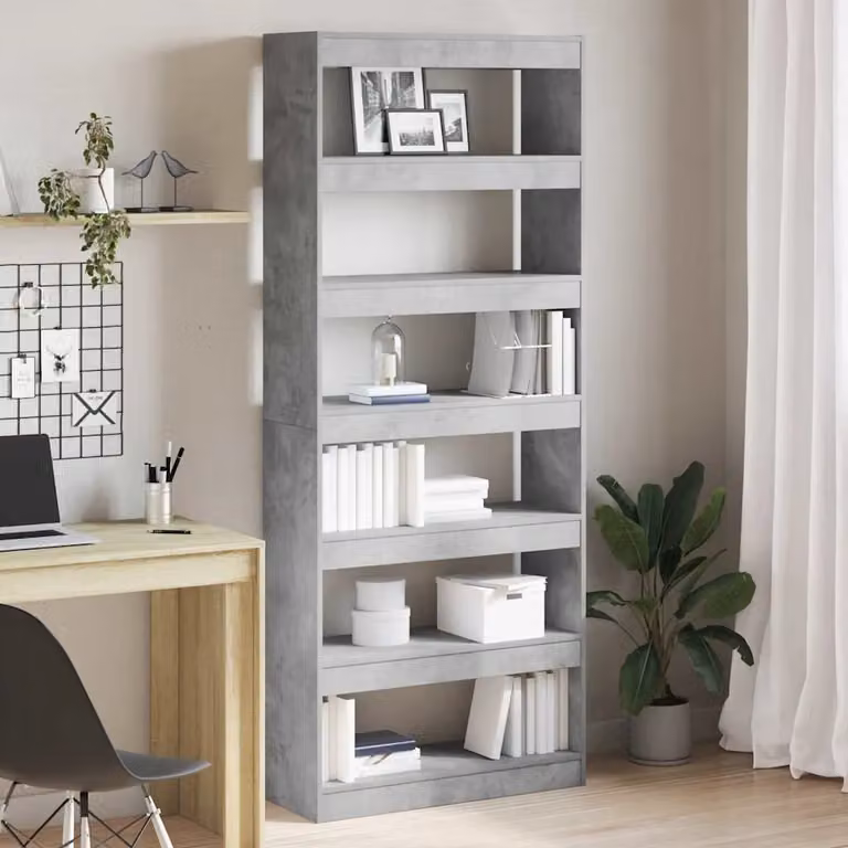 vidaXL Armadio per Libri Moderno a 6 Livelli in MDF Grigio, L 80 cm x P 30 cm x H 198 cm