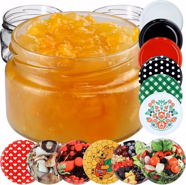 KADAX 10 barattoli in vetro da 250 ml per miele, conserve e tappi per candele Fi82