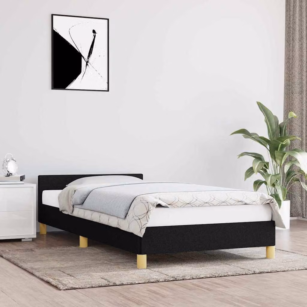 vidaXL Giroletto con Testiera in Tessuto Nero L 200 x L 80 cm