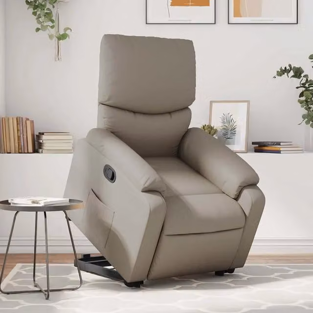 Poltrona Alzapersona Reclinabile vidaXL in Similpelle Beige con Assistenza Elettrica per Anziani – 1