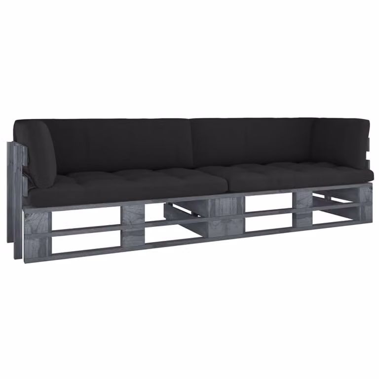 divano pallet a 2 posti con cuscini Grigio Legno di pino impregnato