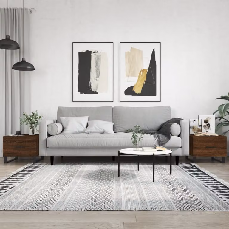 Set di 2 tavolini da salotto vidaXL in legno multistrato e metallo, colore rovere marrone, L/P/H: 50 x 50 x 40 cm