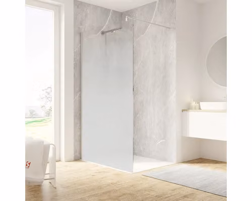 SCHULTE Walk In Garant 2.0 ExpressPlus, 120 x 200 cm, profilo in alluminio, decoro in vetro, trattamento antiscivolo sul pavimento, rivestimento in vetro resistente allo sporco