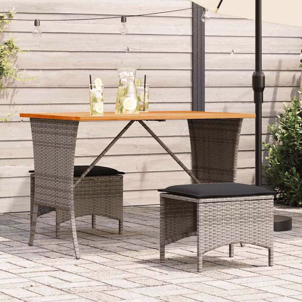 Maison Exclusive - Set da pranzo da giardino 3 pezzi con cuscini grigio in polyrattan