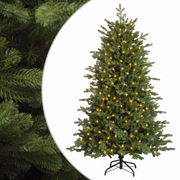 Albero di Natale artificiale verde vidaXL con 150 LED luce bianca calda, Altezza: 120 cm