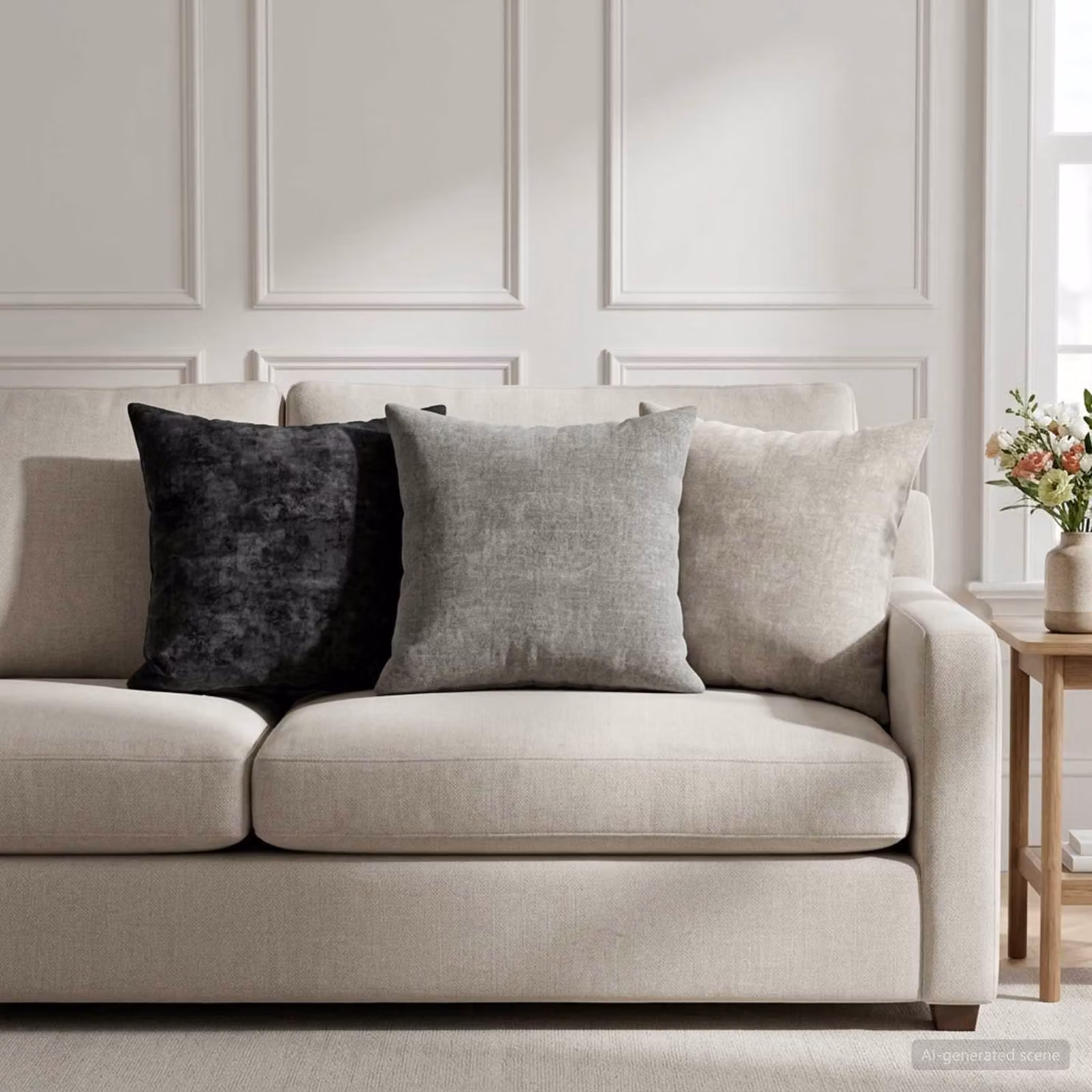 Set di 12 federe vidaXL HEERLEN in tessuto chenille grigio chiaro, L 40 x P 40 cm