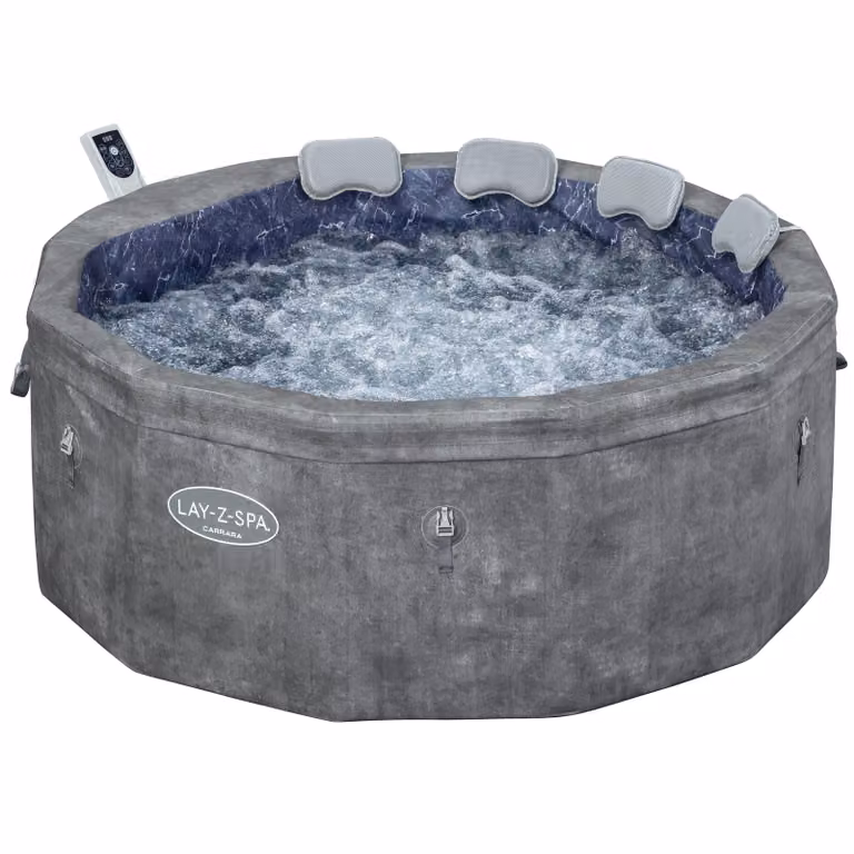 Idromassaggio a risparmio energetico Bestway® LAY-Z-SPA® con pannelli in schiuma Carrara AirJet™ con controllo tramite app + gruppo pompa UltraFit™ integrato, per 6 persone Ø 170 x 65 cm, aspetto alabastro scuro