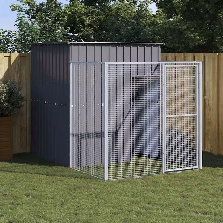 Casetta per cani vidaXL in acciaio zincato antracite, resistente alle intemperie, L/P/H: 165 x 251 x 181 cm