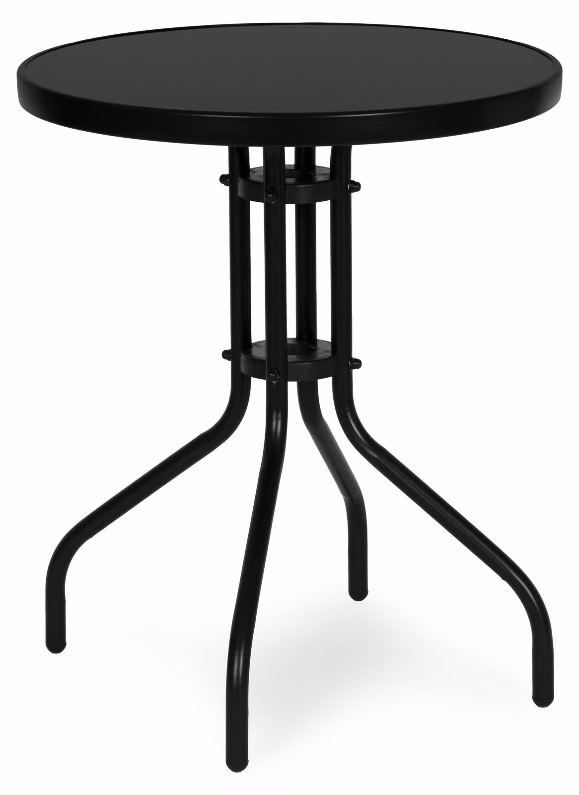 MultiGarden SC-070-1 Tavolo da giardino rotondo, diametro 60 cm, con piano in vetro temperato, colore nero