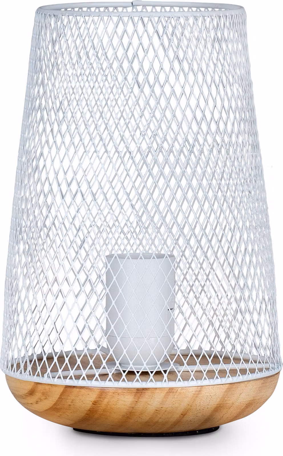 Lampada da tavolo in metallo bianco H22cm lampada in legno lampada da terra luce decorazione da tavolo