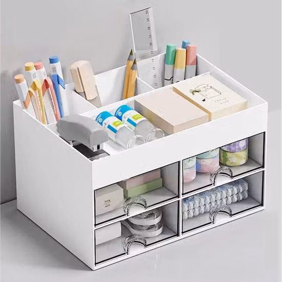 Organizer da ufficio Premium con 4 cassetti - Compatto e multifunzionale - Bianco