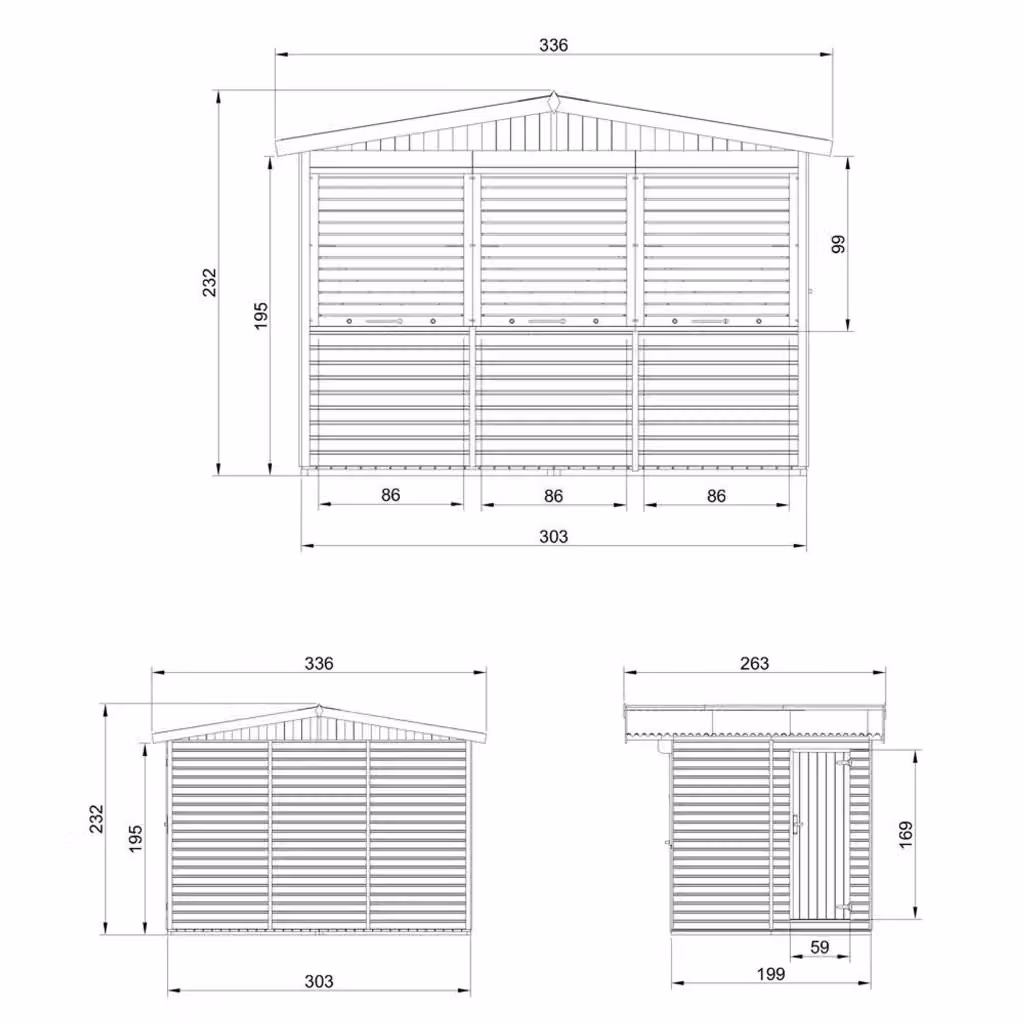 Chiosco da giardino in legno Timbela M150AZ marrone L: 263 cm, P: 336 cm – 2