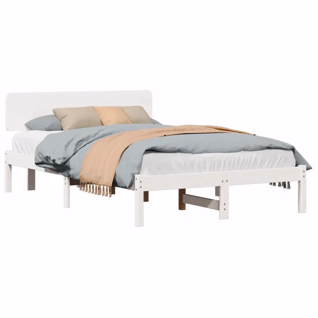 Struttura del letto vidaXL in pino massello bianco, dimensioni 140 x 190 cm – 2
