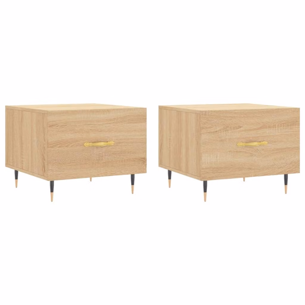 Tavolini Salotto 2pz Rovere Sonoma 50x50x40cm Legno Multistrato