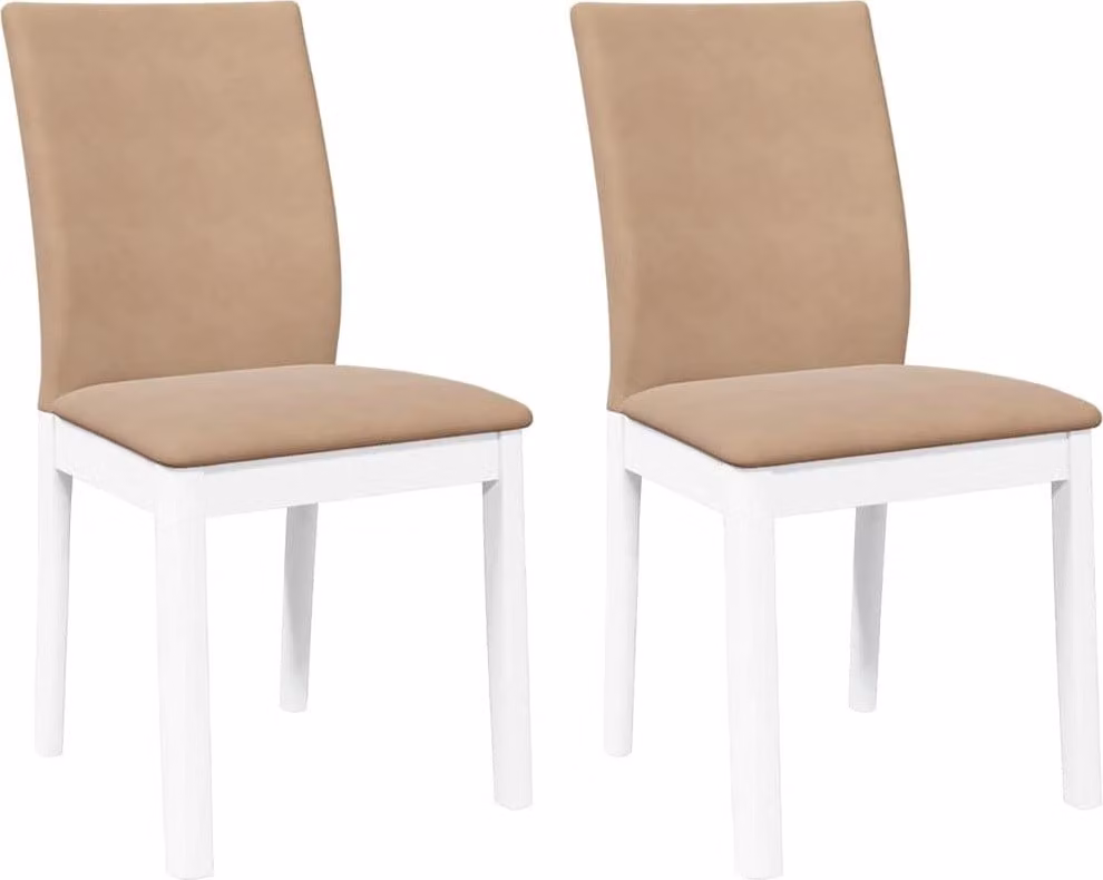 Sedie da Pranzo con Cuscini 2 pz Bianco Legno Massello di Hevea