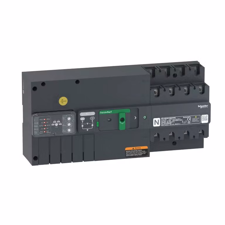 Schneider Electric TransferPacT TA160, commutatore automatico di rete 100 A, 4 poli, manopola, 400 V CA TA16D4S1004TPE