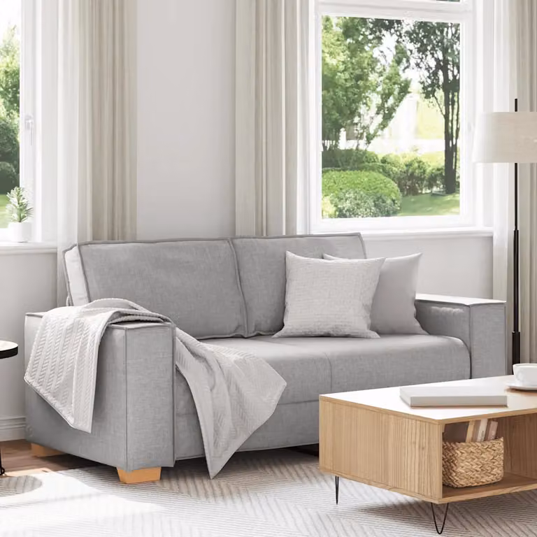 Divano a 2 posti vidaXL in tessuto Grigio con cuscini, design moderno per soggiorno o ufficio, L: 180 cm, P: 78 cm, H: 84 cm