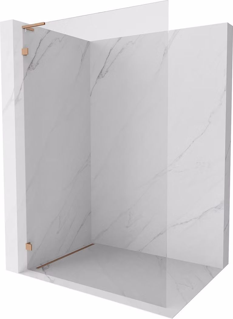 Mexen Lunar L parete doccia Walk-in sinistra 100 x 200 cm, trasparente 8 mm, rame spazzolato - 830L-100-000-65-00-L