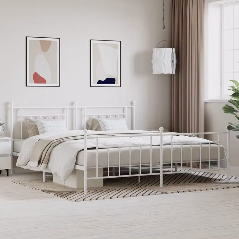 vidaXL Giroletto con testiera e pediera in metallo bianco 193x203 cm - Giroletto - Giroletto - Struttura letto - Letto
