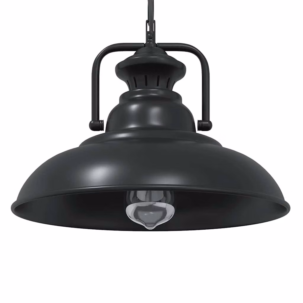 vidaXL Lampada a Sospensione in Metallo Nero con Attacco E27, Diametro: 31 cm