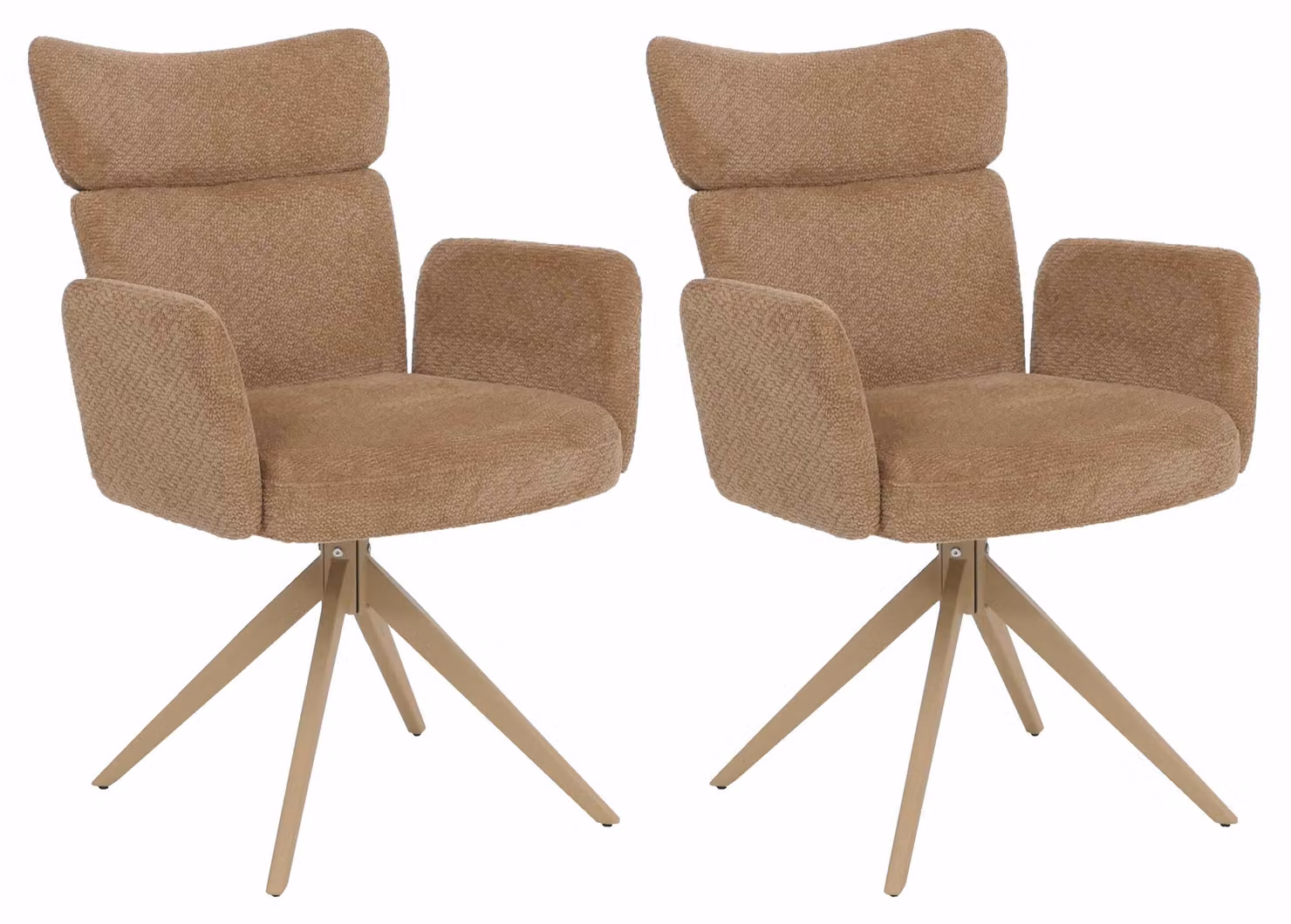 Set di 2 sedie da pranzo modello HWC-N11, sedia girevole con meccanismo di ritorno automatico, rivestita in tessuto bouclé (350g/m²), colore beige chiaro, gambe effetto legno