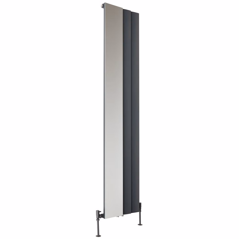 Radiatore di Design Verticale in Alluminio - Bianco con Specchio - 1800mm x 375mm - Aris