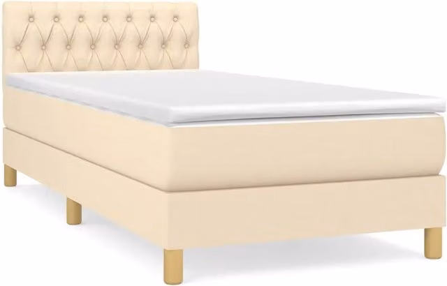 Letto singolo | Letto per adulti | Giroletto a Molle con Materasso Crema 80x200 cm inTessuto