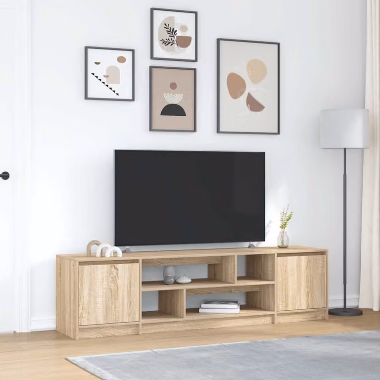 Mobile Porta TV vidaXL Rovere Sonoma Marrone con Ruote L: 188,5 cm, P: 41 cm, H: 50 cm