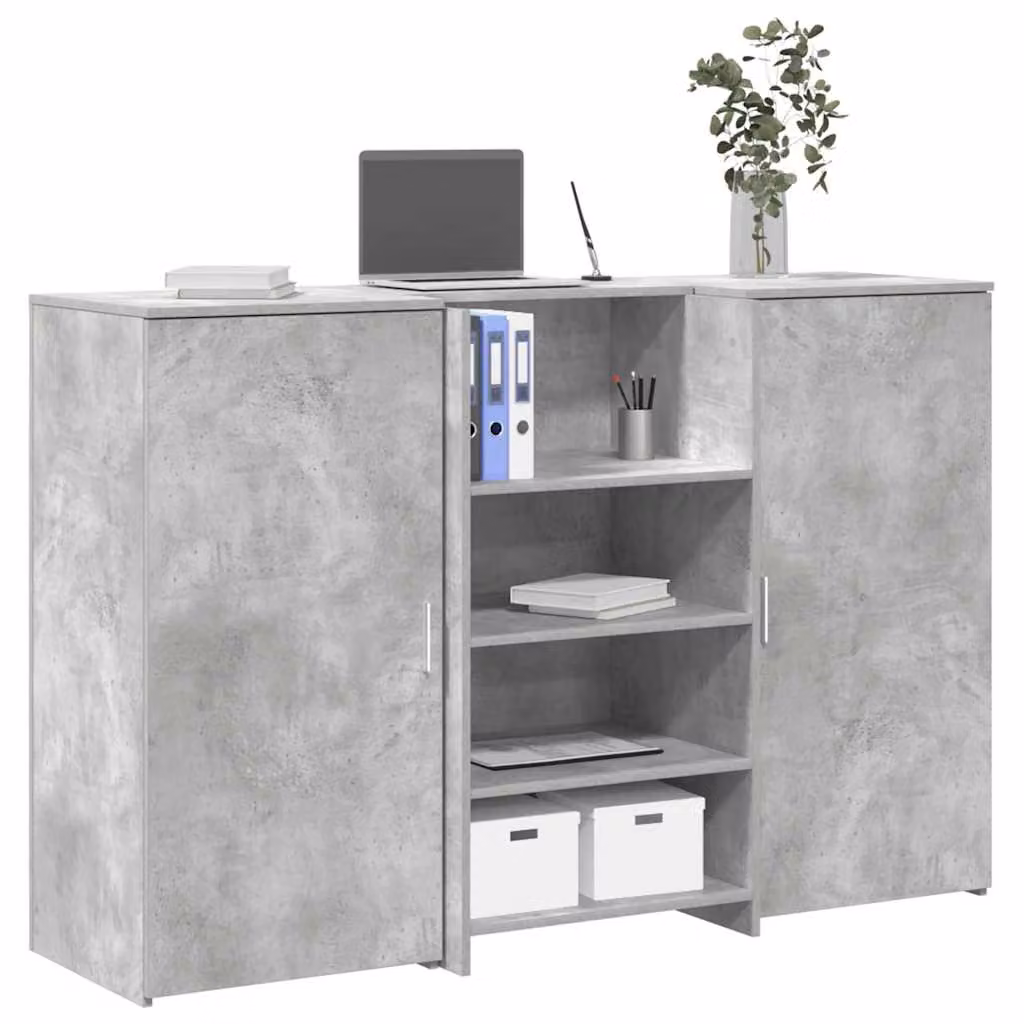 vidaXL Banco Reception Moderno Grigio Cemento in Legno Multistrato L: 155 cm, P: 50 cm, H: 103,5 cm