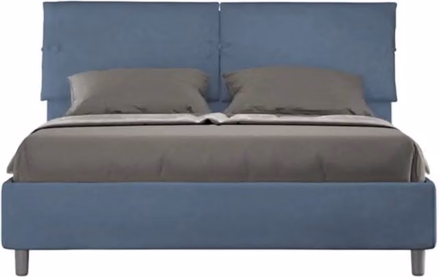 Letto matrimoniale contenitore Sleeper imbottito in microfibra blu L/P: 160 x 200 cm