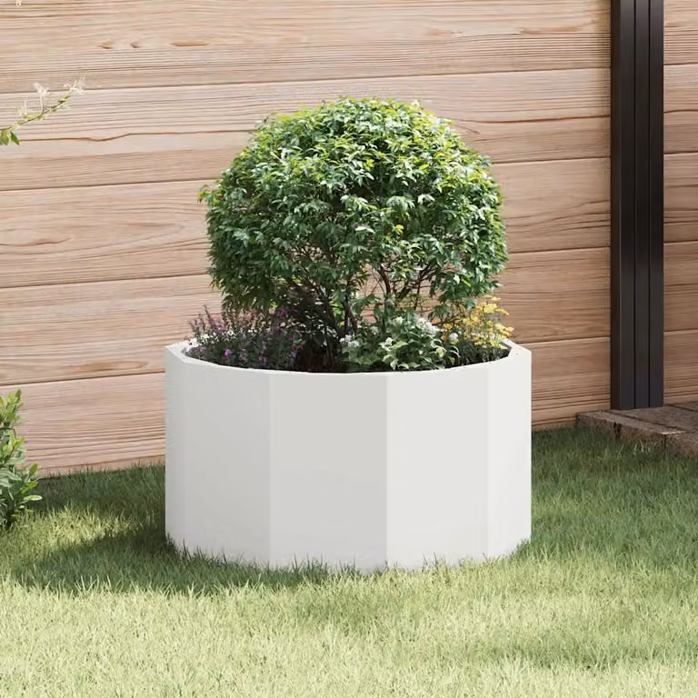 Fioriera vidaXL in acciaio bianco L: 60 cm, P: 60 cm, H: 35 cm