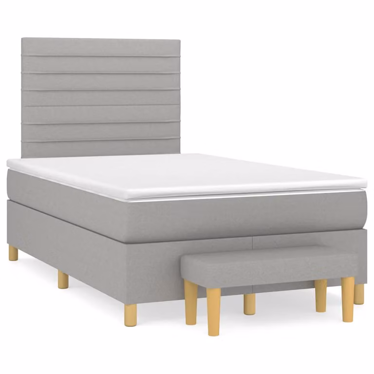 vidaXL Giroletto a Molle Ibrido con Materasso in Tessuto Grigio e Bianco L/P/H: 120 x 200 x 193 cm