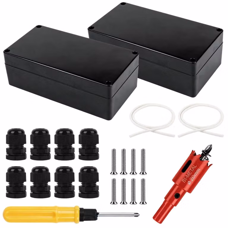 Scatola di derivazione impermeabile - IP65 - 158 x 90 x 60 mm - Nero - Per esterni e officina
