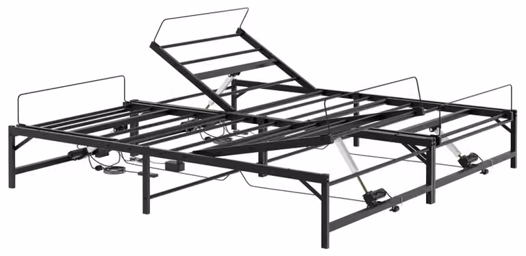 Letto regolabile elettricamente, struttura in acciaio, colore nero, dimensioni 200 x 200 cm