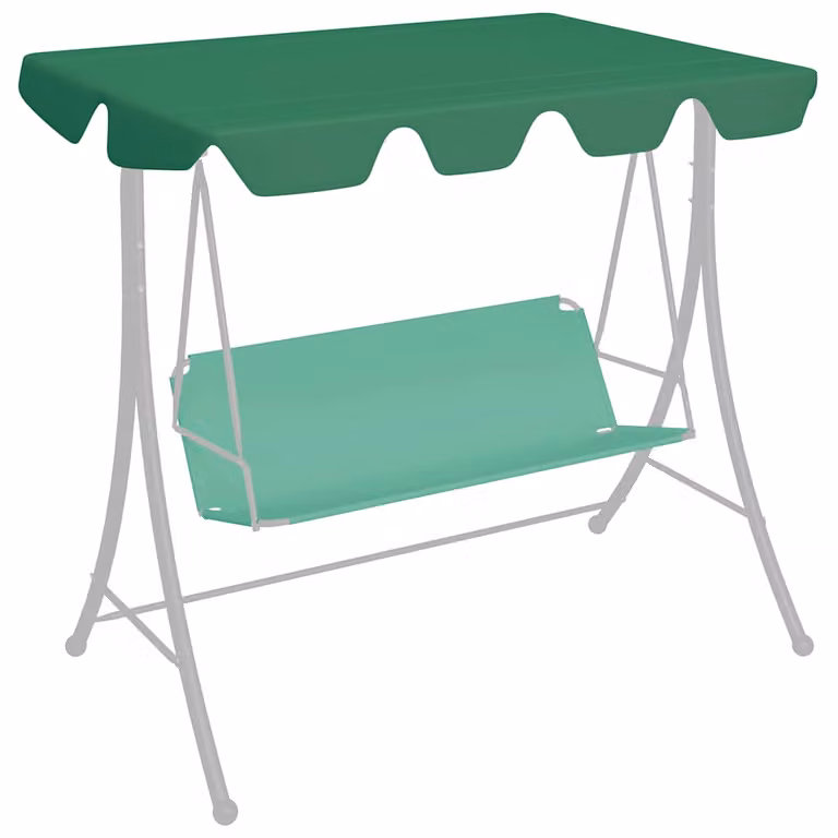 vidaXL Baldacchino per Dondolo da Giardino Verde in Poliestere con Rivestimento in PVC L/P/H: 188 x 168 x 145/110 cm