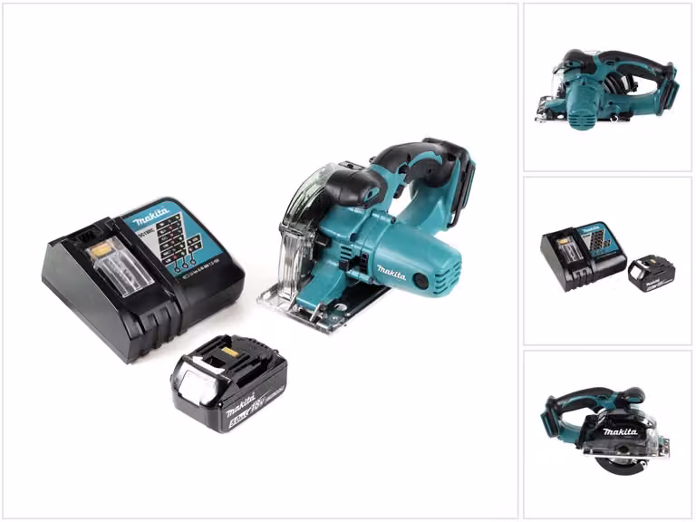 Makita DCS 552 RT1 18 V Sega circolare a batteria per metalli 136 mm + 1x batteria da 5,0 Ah e caricabatteria + lama e occhiali di protezione