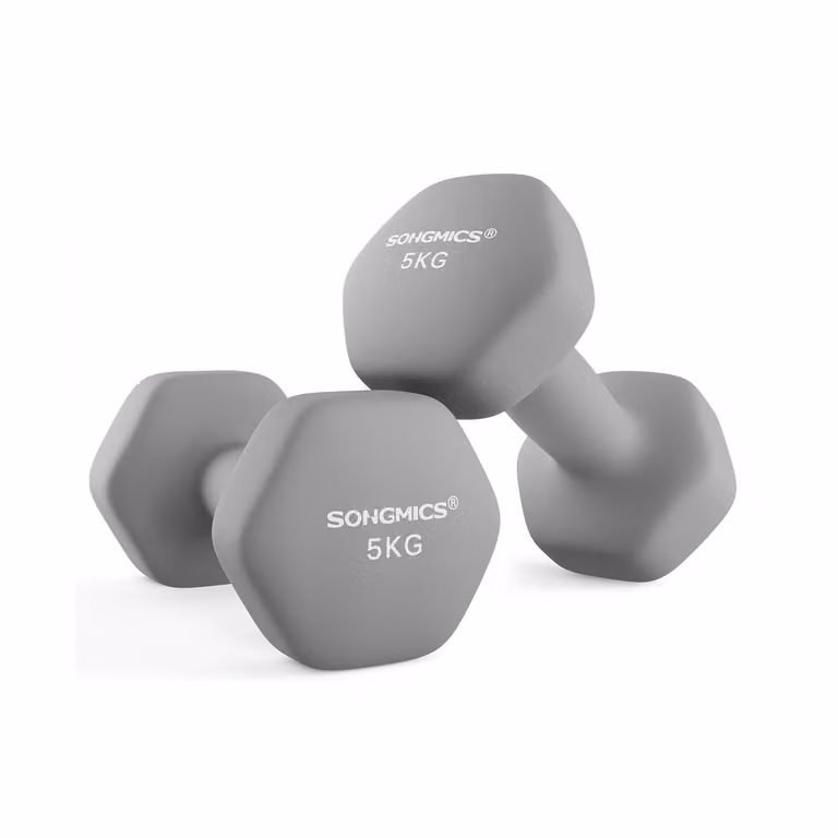 Set di 2 Manubri 2x5 kg con Superficie in Vinile Grigio, Grigio / 2x5 kg