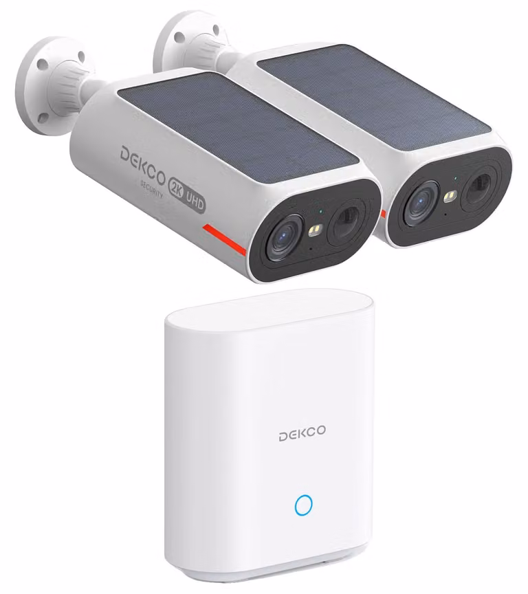 Sistema di telecamere solari, installazione senza fili, riconoscimento tramite intelligenza artificiale, colore beige, spina di tipo europeo