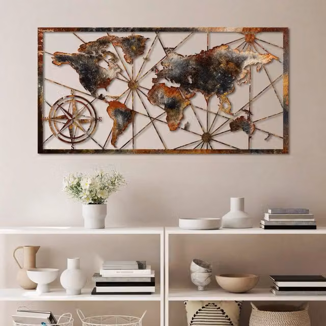 Quadro Moderno Astratto Mosafaha in Metallo Multicolore L: 120 cm, H: 60 cm