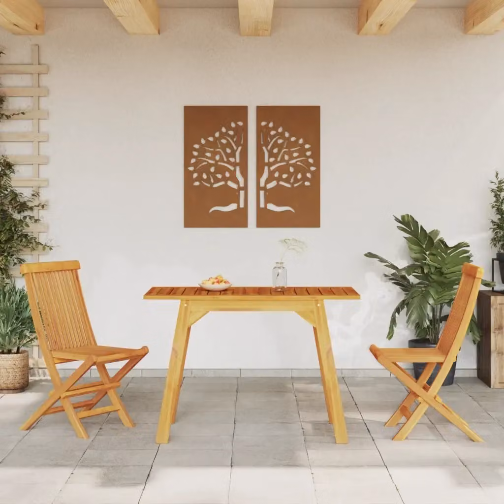 Tavolo da pranzo da esterno rettangolare in legno massello di acacia marrone L: 110 cm, P: 56 cm, H: 75 cm – 2