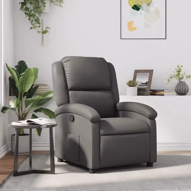 Poltrona Reclinabile Relax vidaXL in Similpelle Grigia con Braccioli e Regolazione Manuale