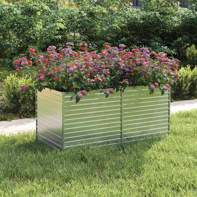 Letto rialzato da giardino vidaXL in acciaio zincato argento L: 160 cm, P: 80 cm, H: 77 cm