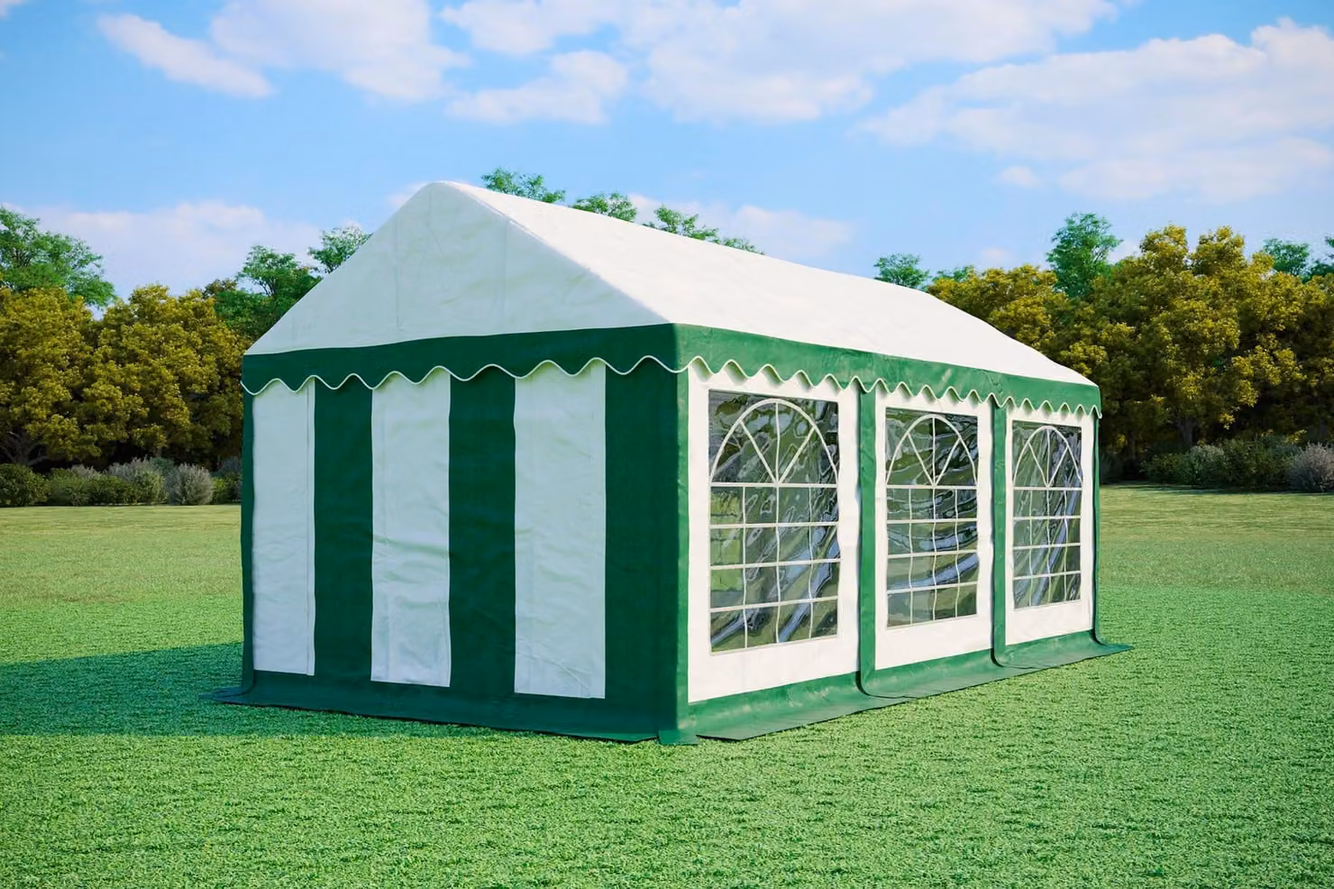 Tenda da festa in PVC PREMIUM, dimensioni 3x6 metri, colore verde e bianco