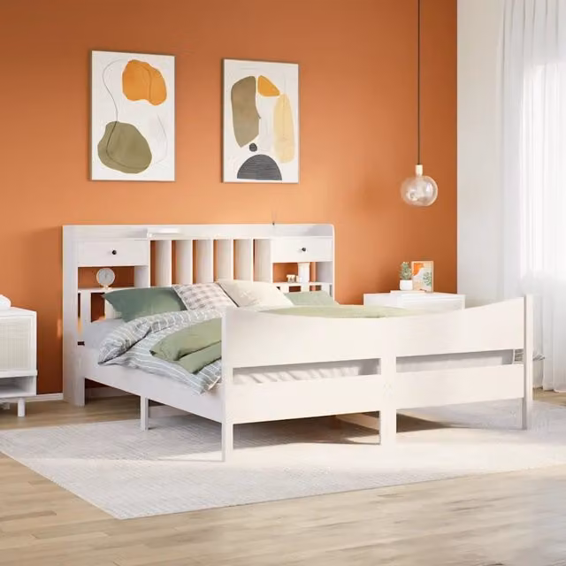 Giroletto senza Materasso Bianco 180x200 cm Legno Massello Pino 3323369
