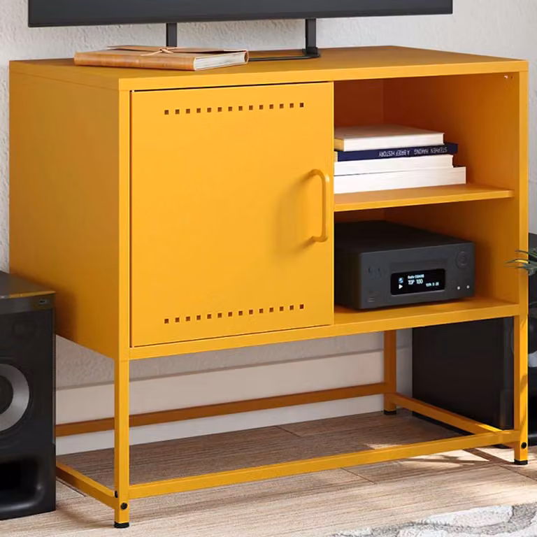 Mobile TV vidaXL in acciaio giallo, L 68 cm, P 39 cm, H 60,5 cm