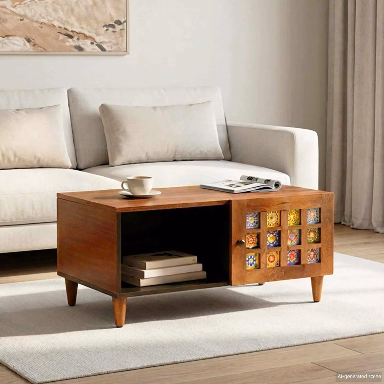 Maison Exclusive - Tavolino da caffè marrone, 80 x 50 x 40 cm, in legno massello di mango